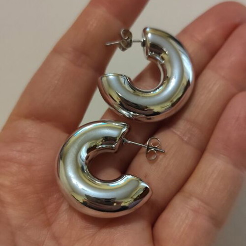 Earrings silver hoop made of stainless steel new