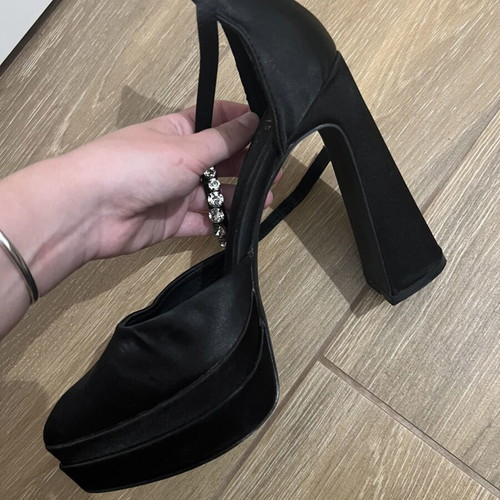 BSB high heels with rhinestones on strap, like new, size 41, black