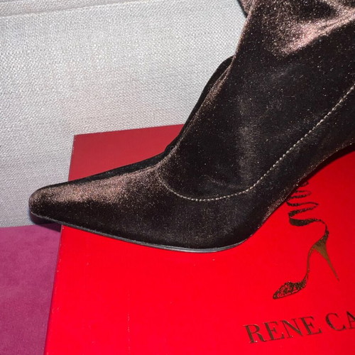 Renne Caovilla boots size 37.5 like new, dark brown velvet, 9 cm heel