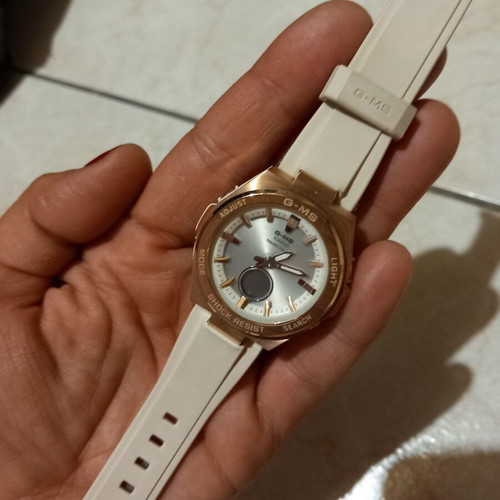 Casio women's watch new, beige and gold, solar powered with satellite sync