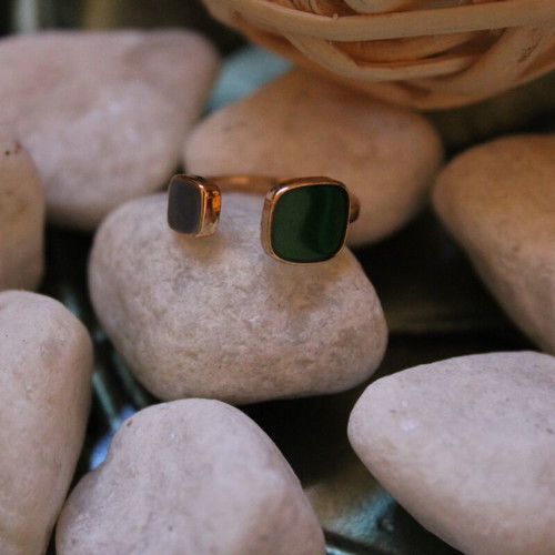 Adjustable ring green-gray new