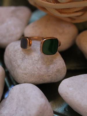 Adjustable ring green-gray new