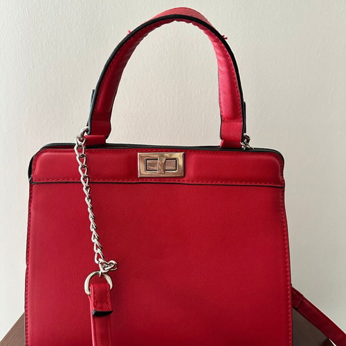 Stradivarius Red Handbag New with Silver Details