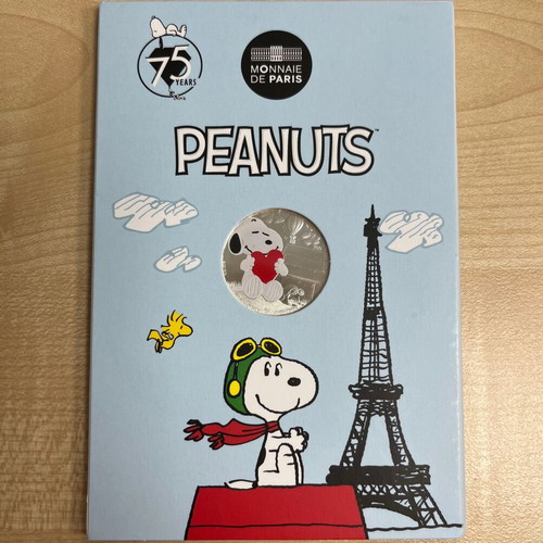 Snoopy 10 Euro Silver Coin new, 2025 France 75th Peanuts Anniversary