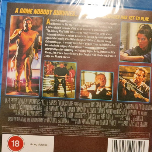 The Running Man Blu-Ray new, action, sci-fi, thriller