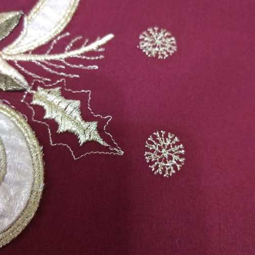 Silk embroidered Christmas table linens set of three like new
