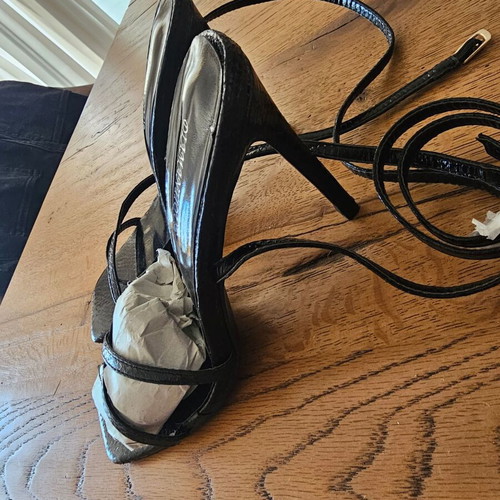Diamantique black pumps new, lace up style, size 38