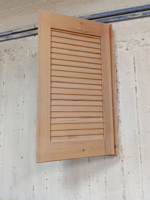 Handmade window shutter in natural solid wood like new