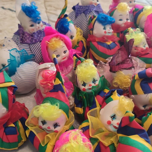 Handmade vintage clown dolls set of 40 from the 1990s