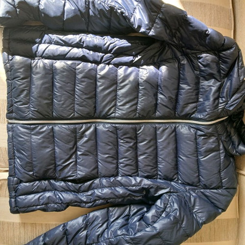 Benetton short blue padded jacket with hood