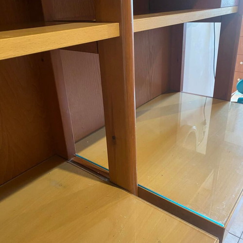 Laro bookcase like new walnut wood with desks and drawers