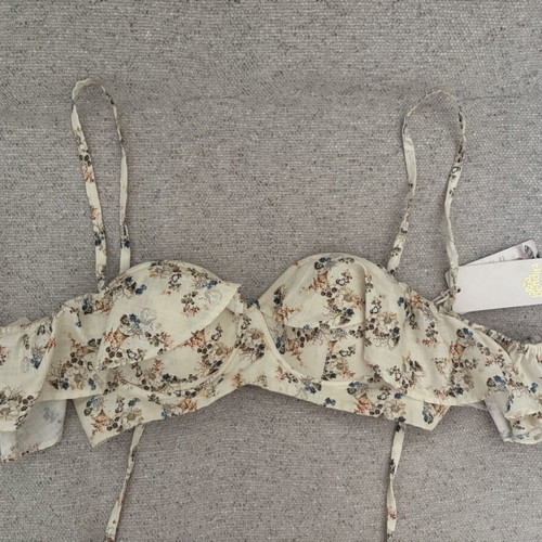 Agua Bendita Bustier Top new, 100% cotton, beige multicolor
