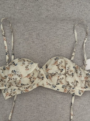 Agua Bendita Bustier Top new, 100% cotton, beige multicolor