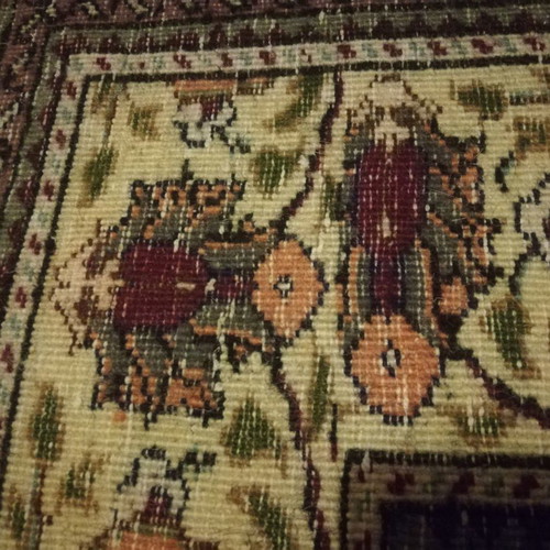 Handmade silk rug used with classic design and warm colors