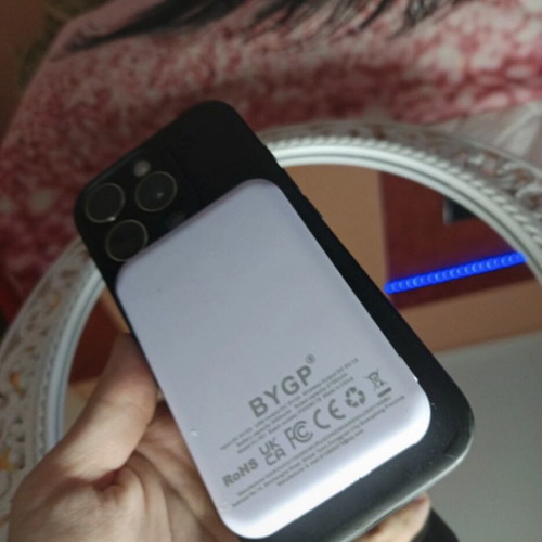 Purple Magnetic Power Bank with Wireless Charging