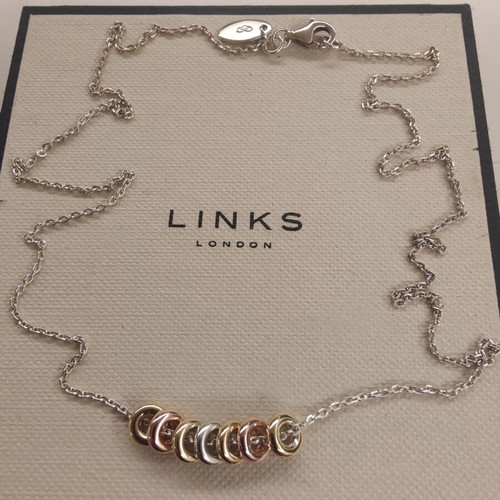 Links of London Mini Sweetie Necklace, Sterling Silver and 18kt Gold Vermeil