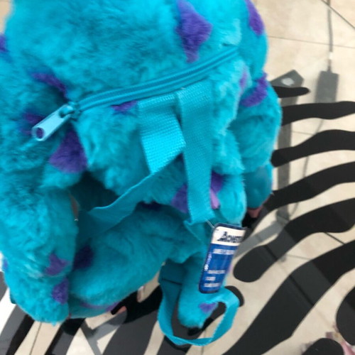 Sulley Monsters Inc big soft furry backpack, new, blue-purple