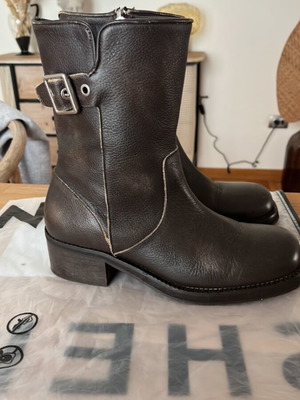 Mango leather boots like new, brown, size 39