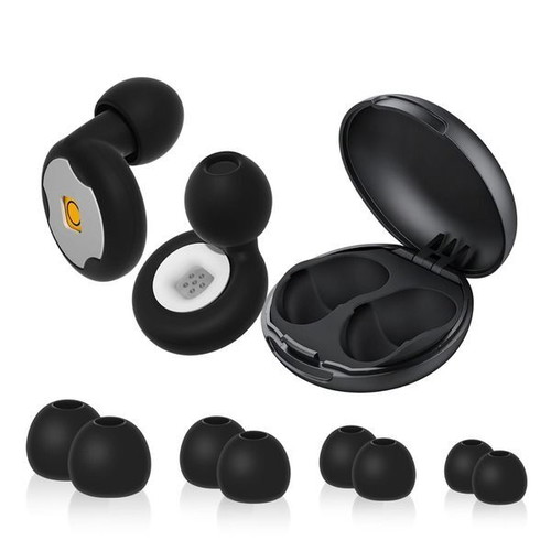Reusable silicone earplugs for sleep, up to 45 dB, black