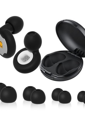 Reusable silicone earplugs for sleep, up to 45 dB, black