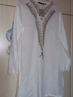 Haris Cotton Beach Tunic new, size Small, black and white