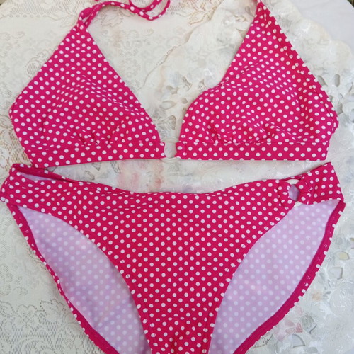 Next polka dot bikini in fuchsia and white, new, UK 14