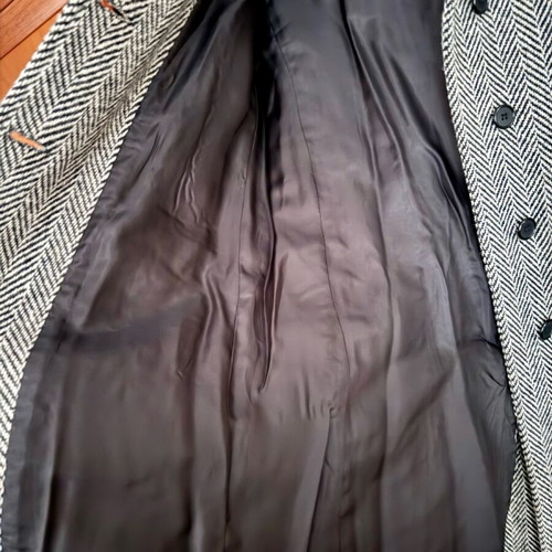 Wool herringbone coat like new, size S, black and gray