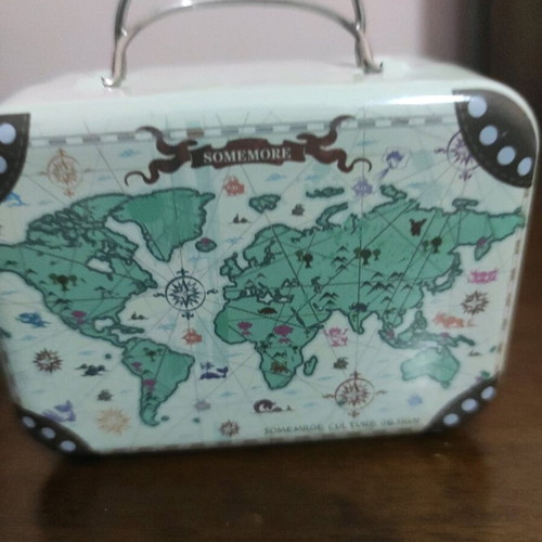 Metal decorative storage box like new with world map design