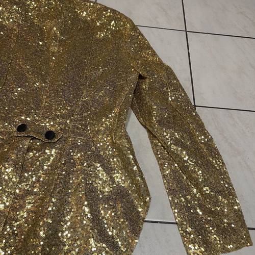 Gold tailcoat with sequins used, size S