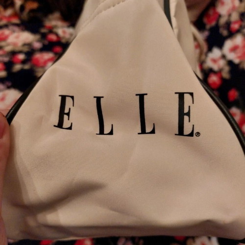 Elle travel bag used, white and cream