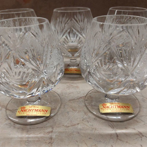 Vintage Nachtmann crystal brandy glasses set of 5 new
