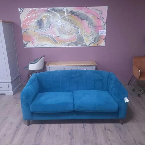 Designer Blue Fabric Sofa Large Double New