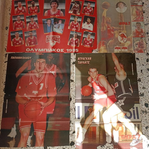 Olympiacos Basketball posters used, 90s collection, 17 pieces