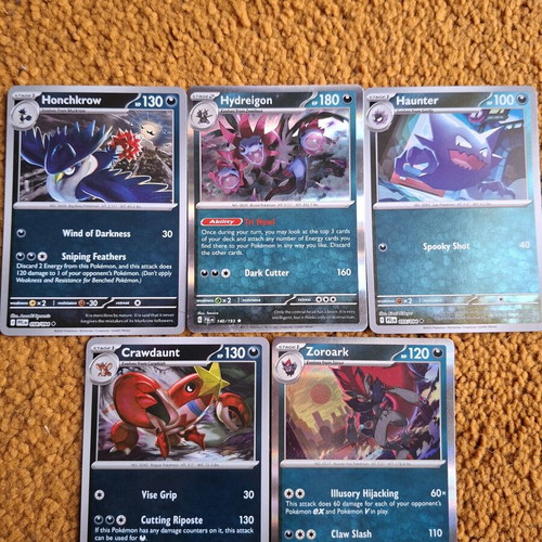 Pokemon TCG card pack Honchcrow, Hydreigon, Haunter, Crawdaunt, Zoroark new