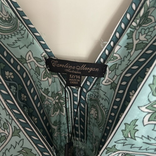Caroline Morgan summer dress, white and green, sizes L and XL