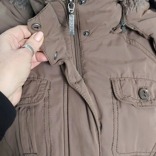 Cecil warm parka coat used, beige, large size