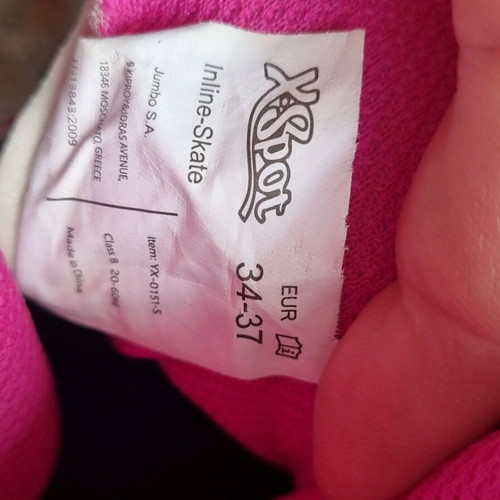 Roller skates used, size 34-37, fuchsia and turquoise for girls
