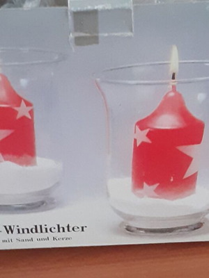 Christmas glass containers with sand like new, set of 2