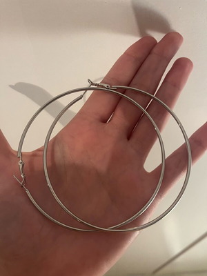 Silver hoop earrings used once, silver color