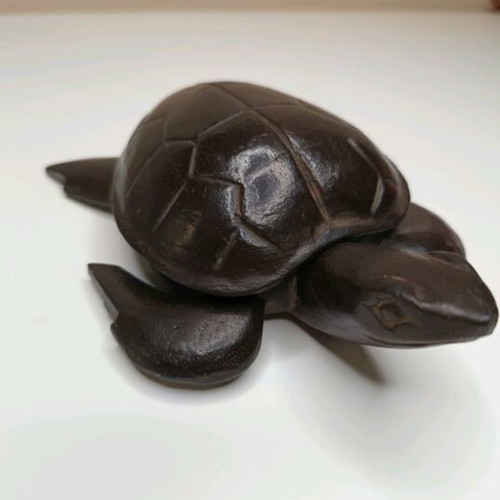 Wooden Turtle Ashtray with Lid, Hand Carved