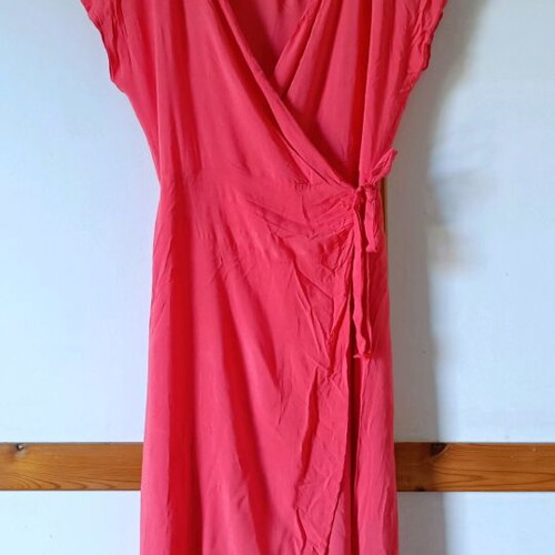 EL STA long wrap dress like new, coral color