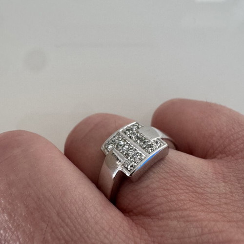 Silver ring 925 with white zircon stones, like new