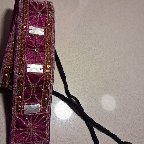 Ethnic Boho Handmade Belt like new, adjustable, fuchsia and burgundy