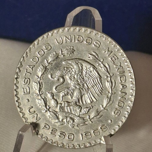 Mexican silver coin 1 peso 1966 Tepalcate used