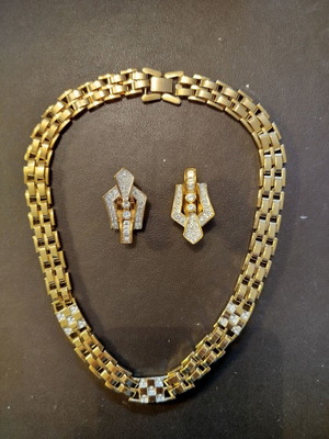 Σετ επιχρυση αλυσιδα με σκουλαρικια σαν καινούργιο, vintage 90's