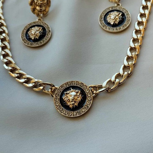 Lion Head jewelry set new, with thick chain and earrings
