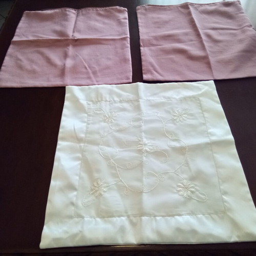 Cushion covers for sofa set of three like new, satin design