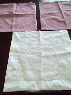 Cushion covers for sofa set of three like new, satin design