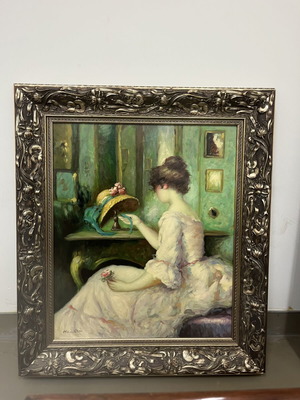 Woman with Hat oil painting on canvas, 80x70cm, early 20th century
