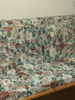 Wooden storage divan sofa bed with floral fabric